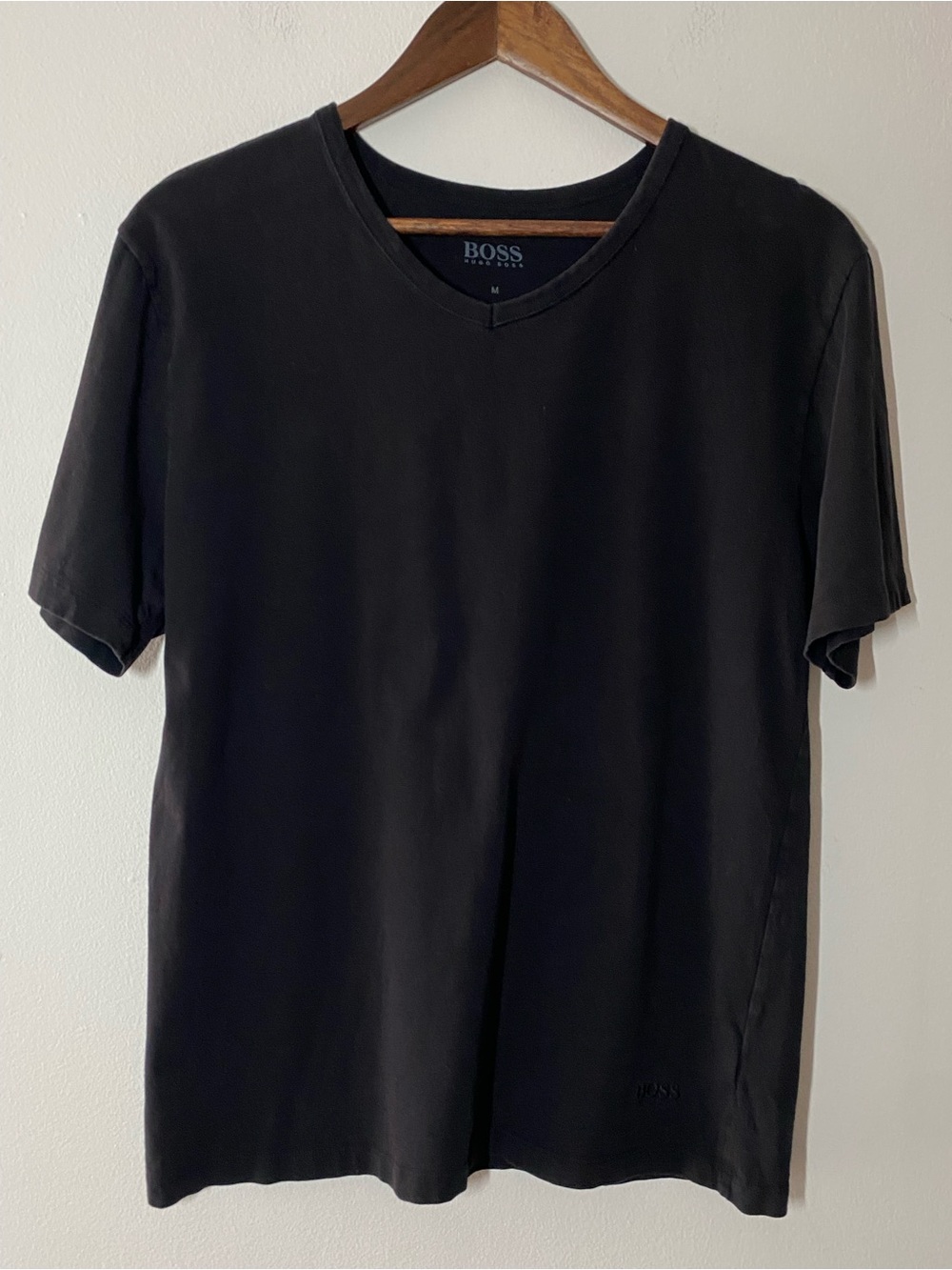 Hugo Boss Men’s Black V-Neck Short Sleeve Tee Cotton